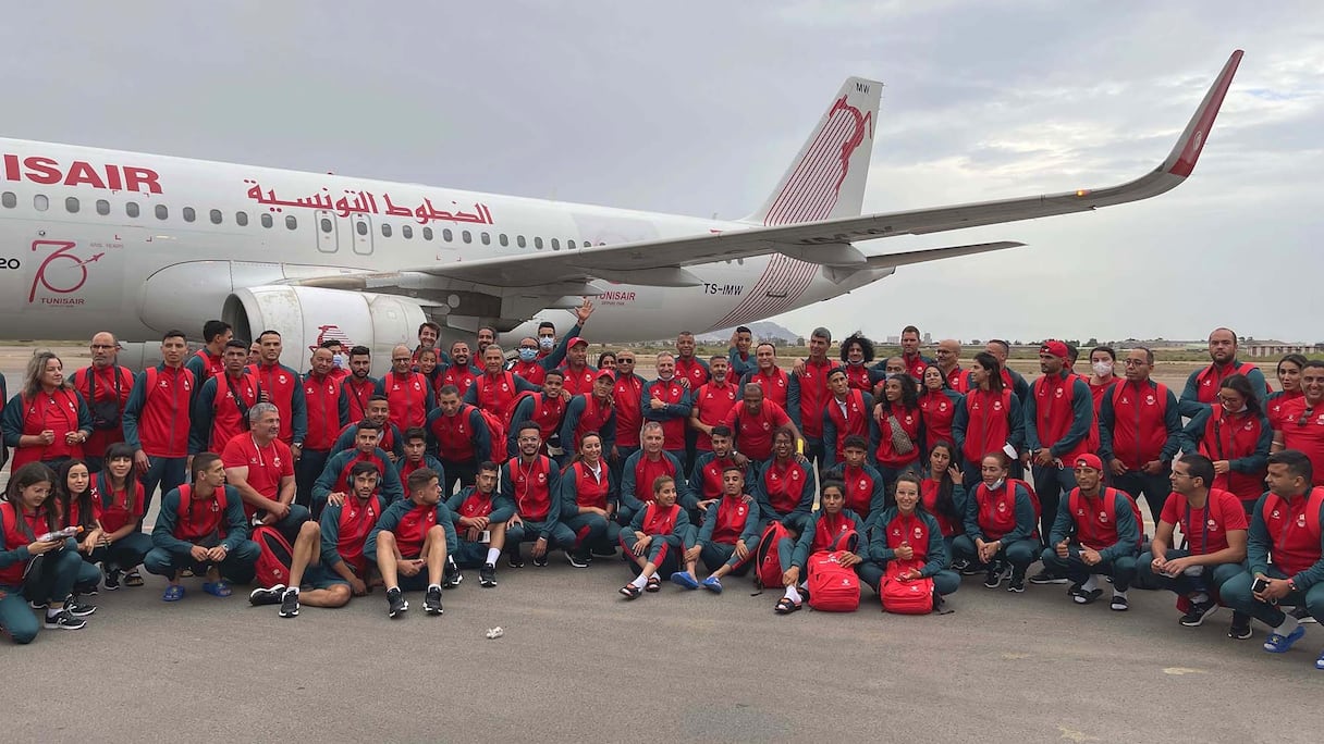 L'arrivée de la délégation marocaine à Oran dans le cadre de sa participation aux Jeux Méditerranéens 2022.
