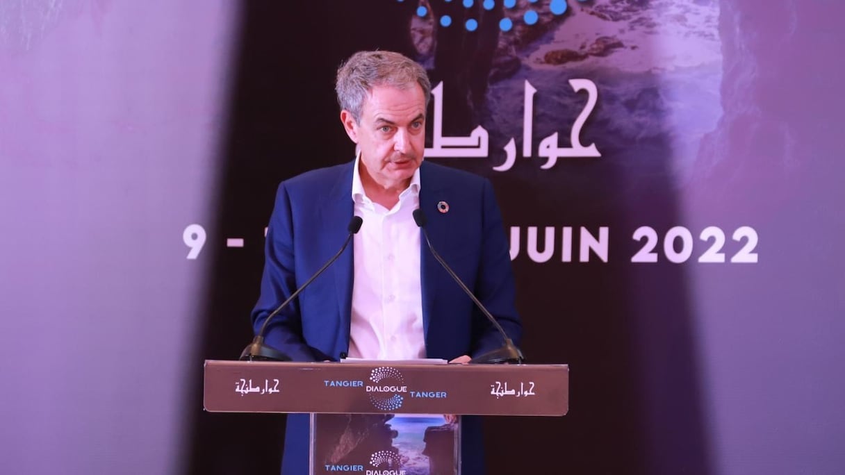 José Luis Zapatero, ancien président du gouvernement espagnol, lors de la conférence internationale, Dialogue de Tanger, vendredi 10 juin 2022.
