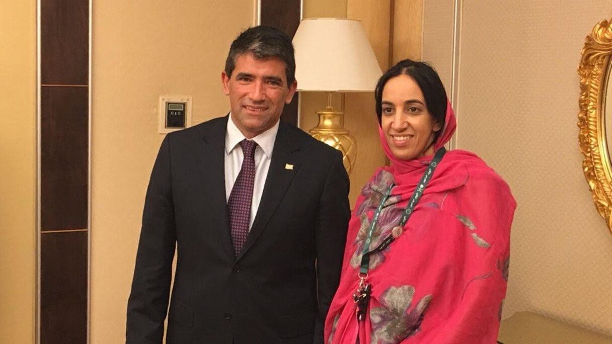 M'barka Bouaida en compagnie du vice-président uruguayen. 
