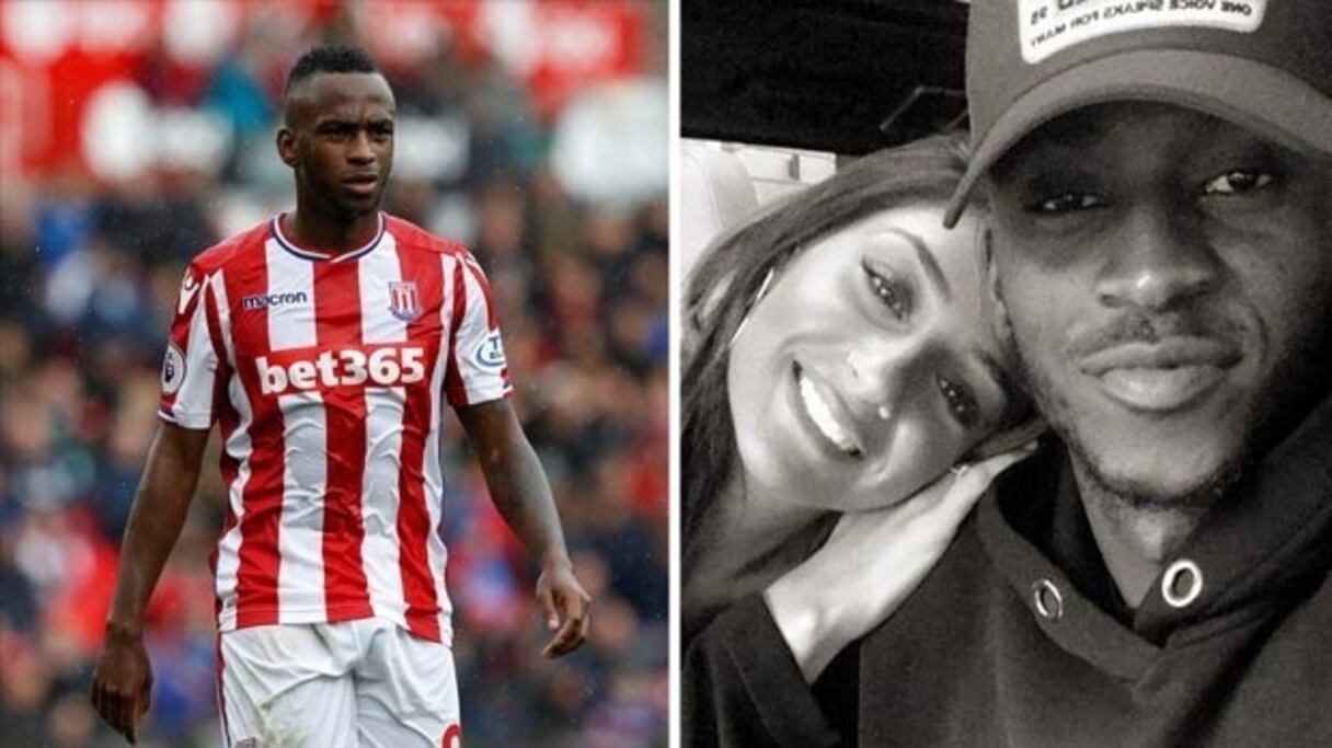 Le joueur de Stoke City Saido Berahino, et Stephania Cristoforou, mère de son premier enfant.
