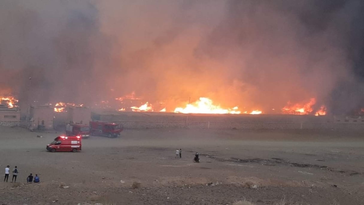 Incendie dans le souk de Zagora.
