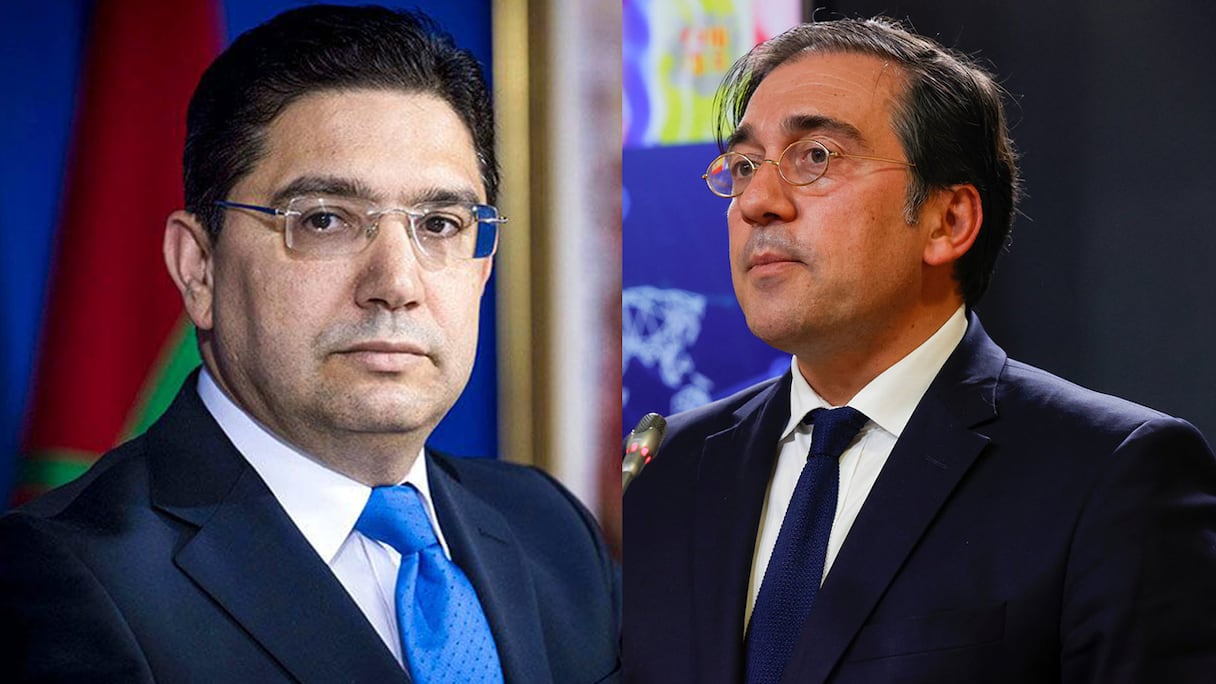 Nasser Bourita, ministre des Affaires étrangères, et son homologue espagnol, José Manuel Albares. (Photomontage)
