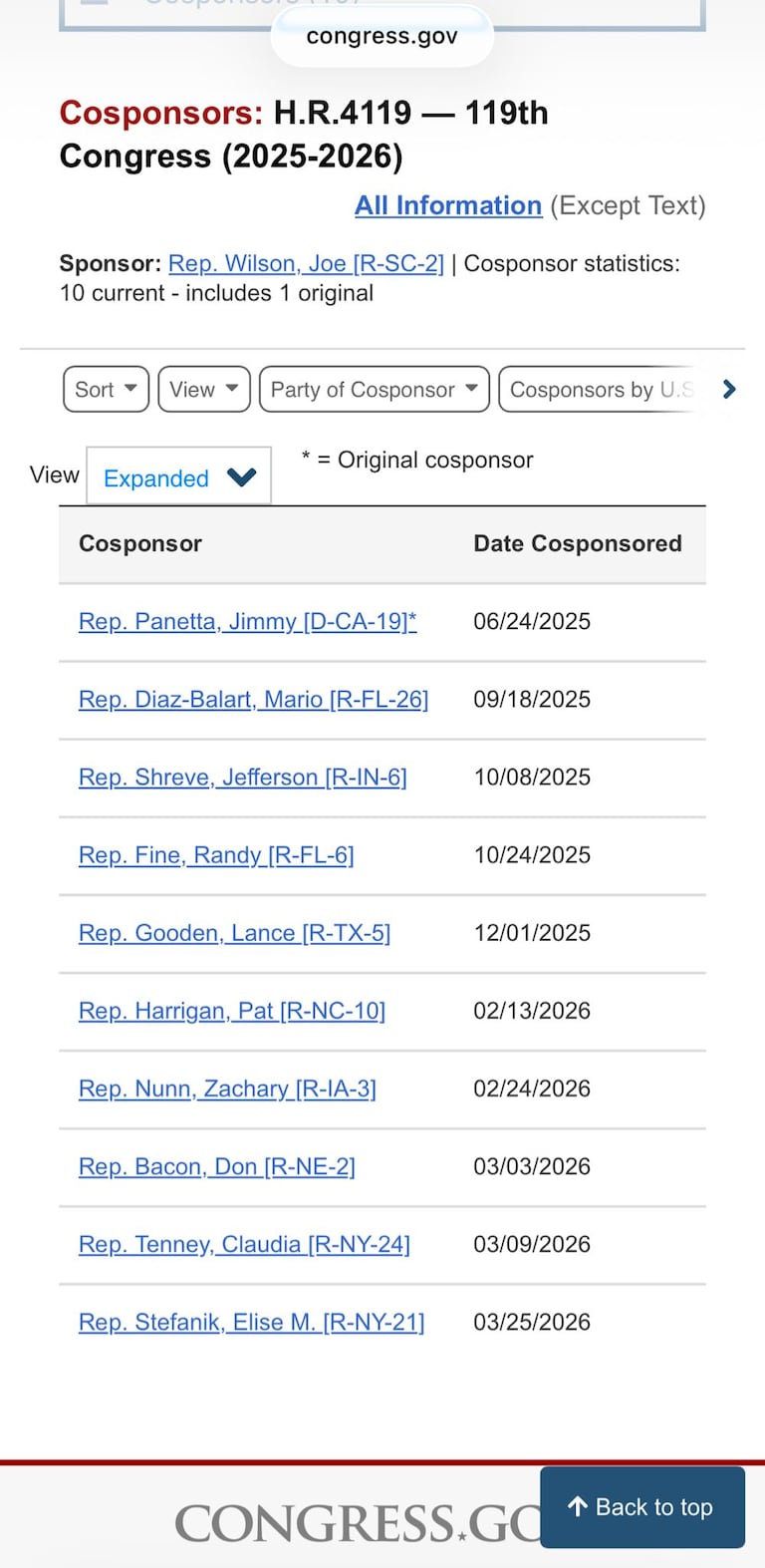 Liste des députés ayant rejoint le projet de loi au 25 mars 2026.