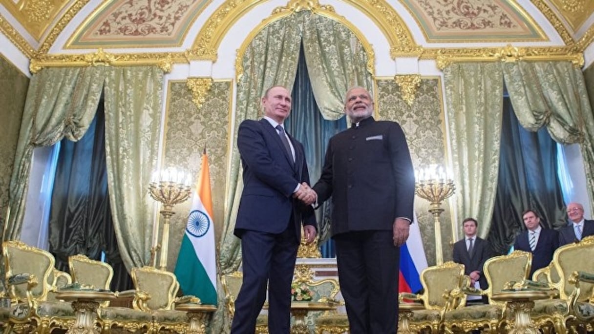 Vladimir Poutine et le premier ministre indien Narendra Modi.
