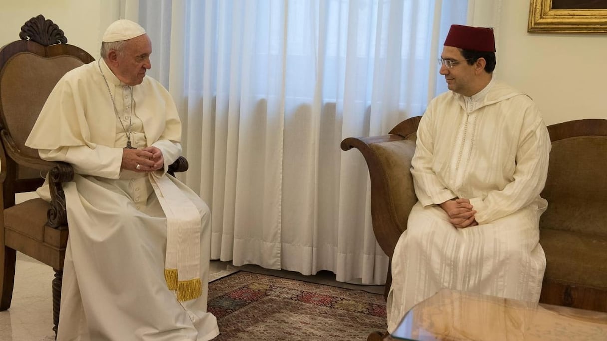 Le Pape recevant le MAECI, Nasser Bourita. 
