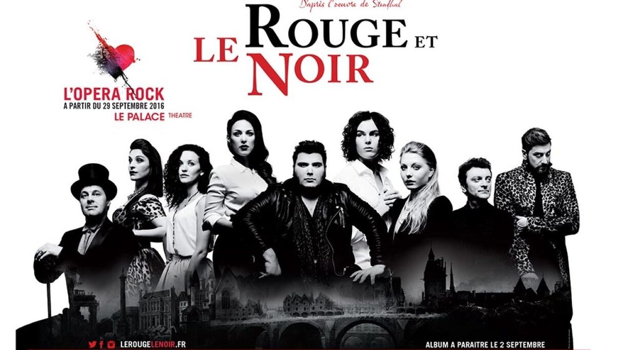 L'affiche de la comédie musicale adaptée du roman publié par Stendhal au XIXe, d'abord jouée à Paris.