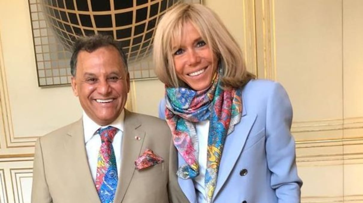 Mehdi Qotbi, reçu au palais de l'Elysée par la Première dame de France, Brigitte Macron, le 8 septembre 2020. 
