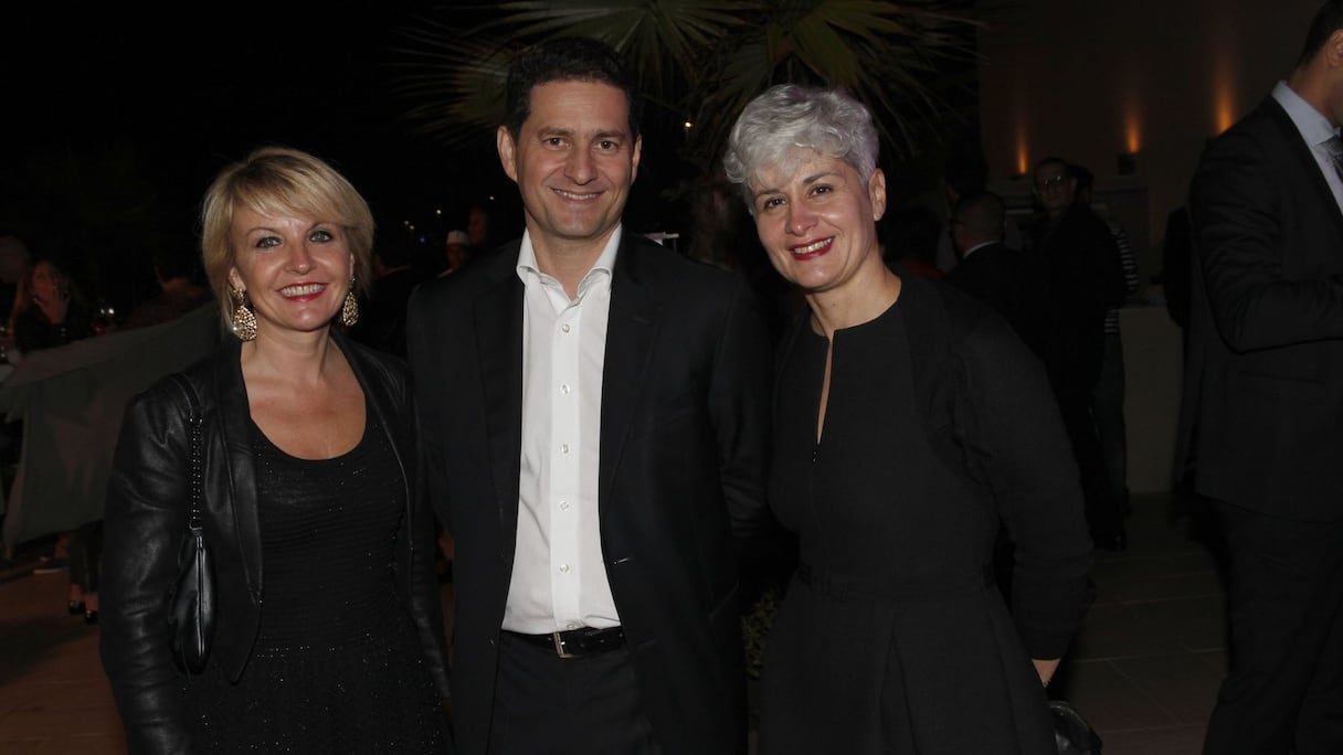 Christophe Thoral, Directeur général de Lagardère, entouré de Régine Lebrun et de Sophie Letard, directrices de la communication et du Marketing du Sofitel. Le Sofitel qui a organisé, vendredi, une somptueuse soirée en l'honneur du Concert pour la tolérance. 
