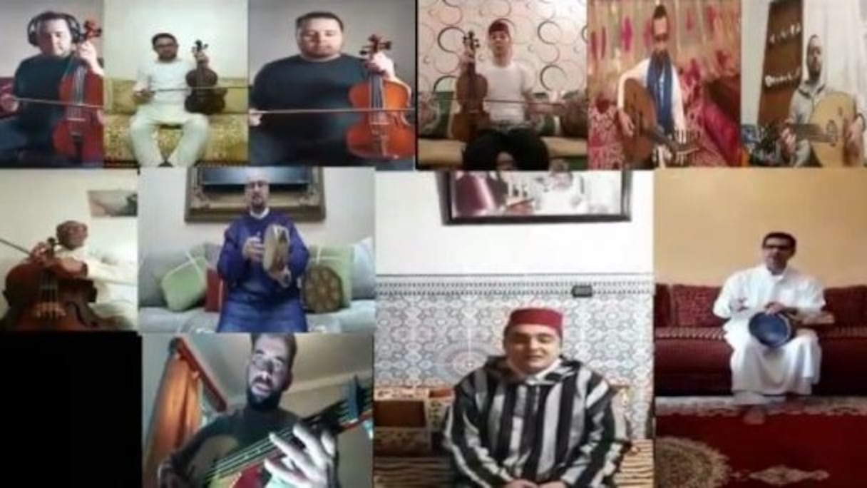 De jeunes artistes marocains et algériens chantant contre le Covid-19.
