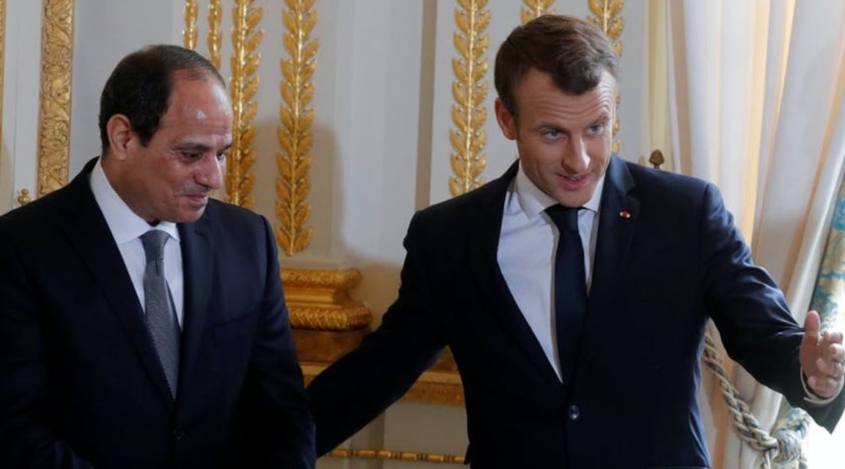 Les présidents Abdel Fettah al-Sissi (Egypte) et Emmanuel Macron (France).
