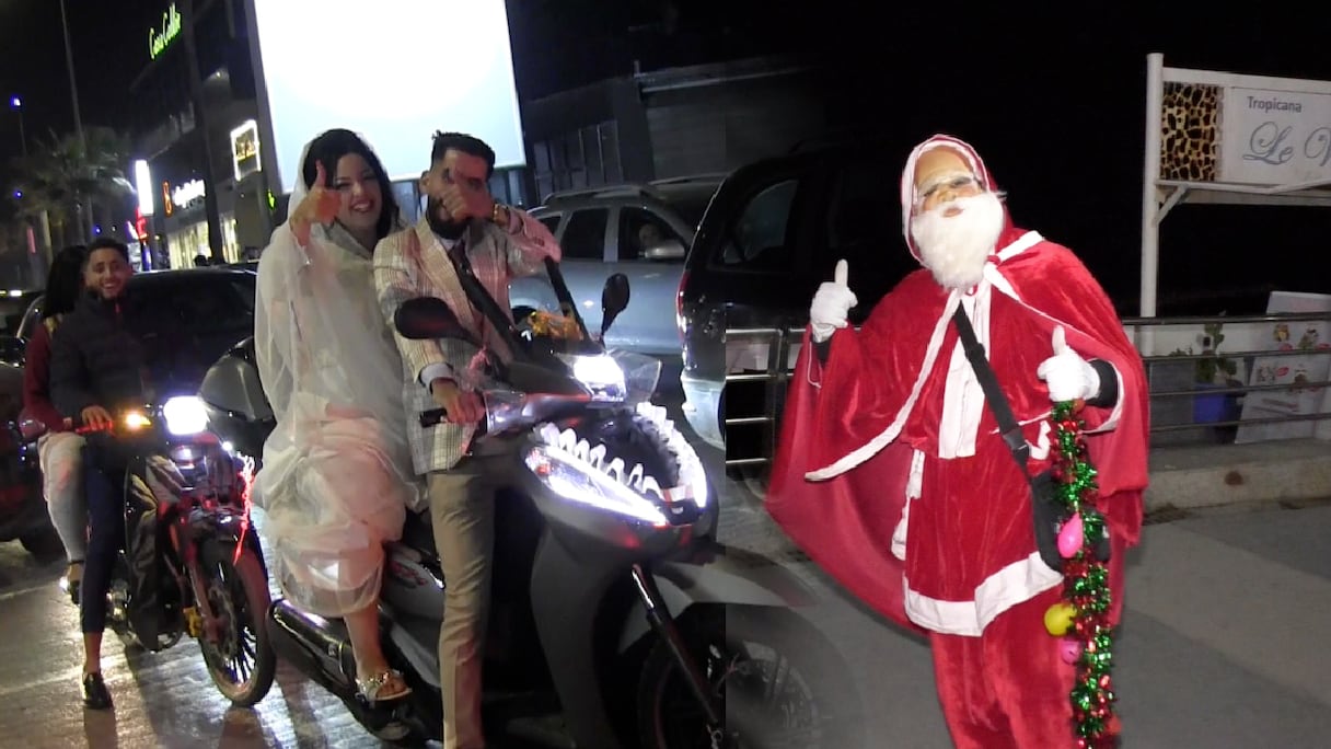 Scènes de liesse à la corniche de Ain Diab à Casablanca à l'occasion du réveillon du Nouvel An. 
