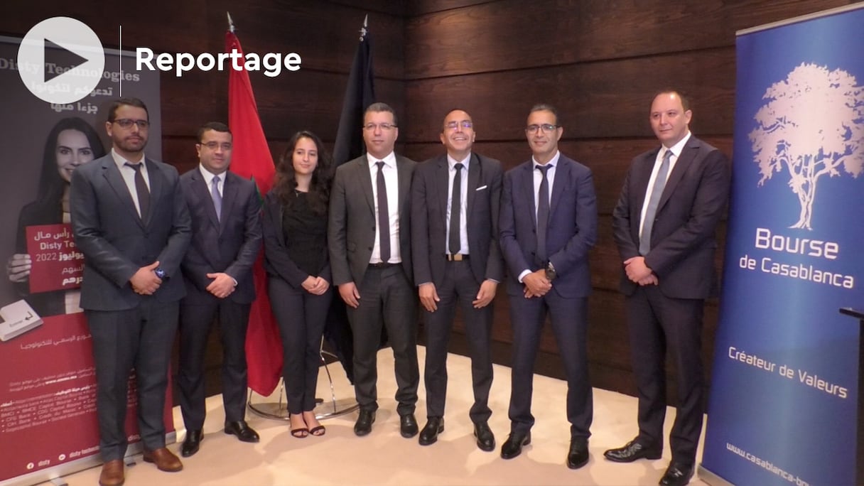 Lors de la conférence de presse de présentation de l'IPO de Disty Technologies, organisée à la Bourse de Casablanca, mercredi 29 juin 2022.
