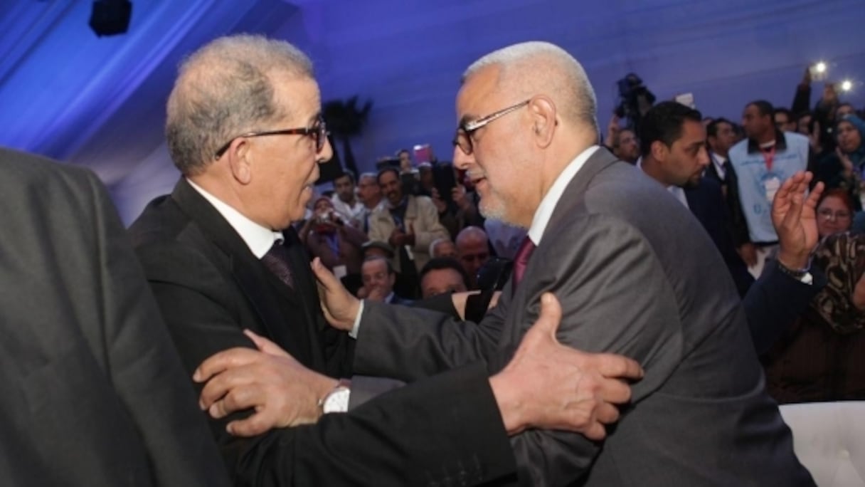 Hassan Benaddi, ancien SG du PAM et Abdelilah Benkirane, SG du PJD.
