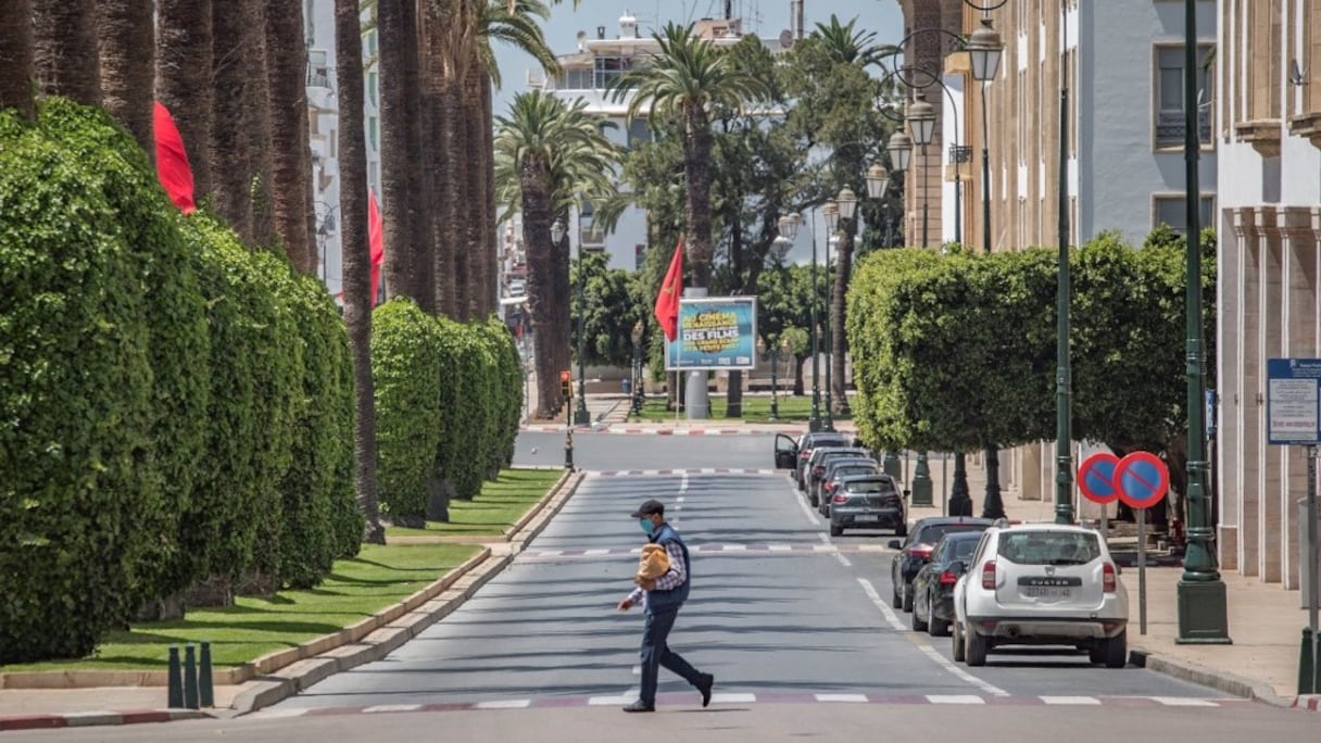 Le centre-ville de la capitale, Rabat, désert à cause de la pandémie du coronavirus et du confinement des habitants.