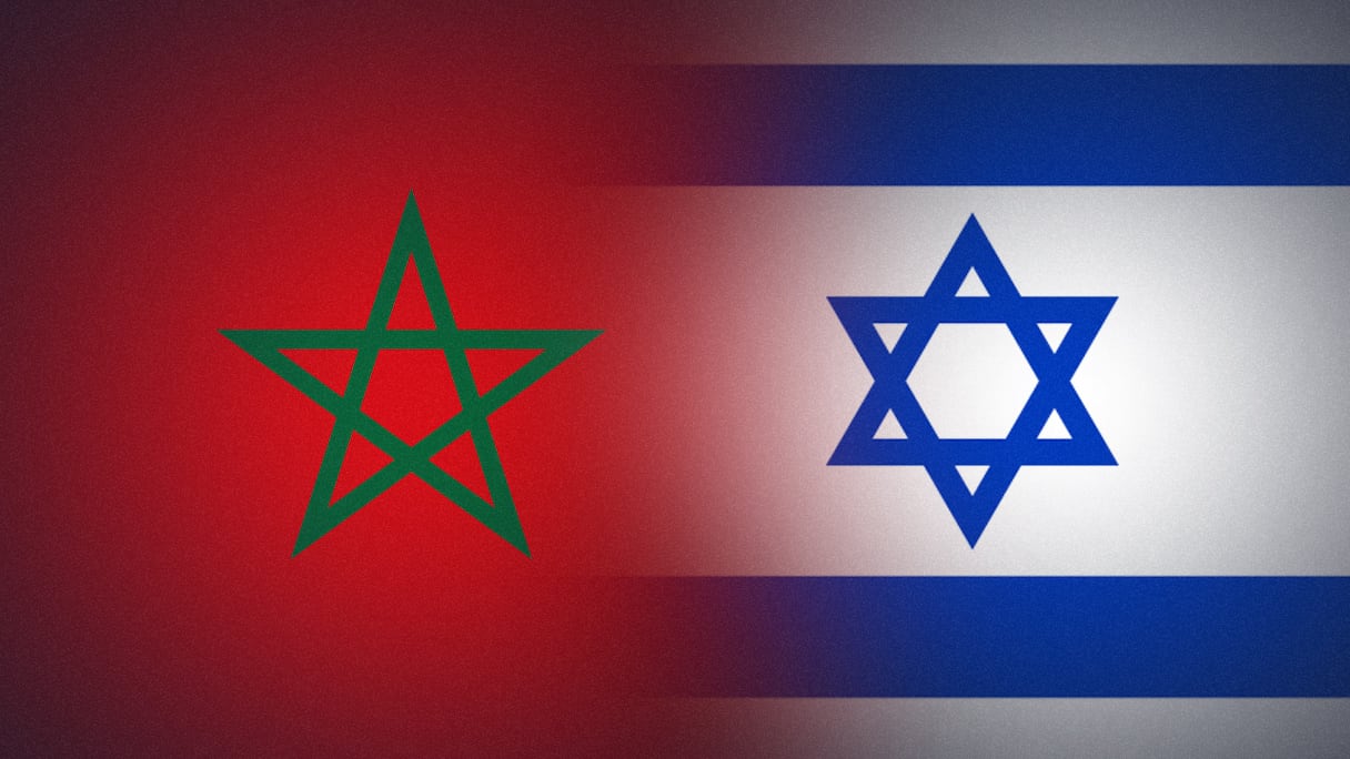 Les drapeaux du Maroc et d'Israël.
