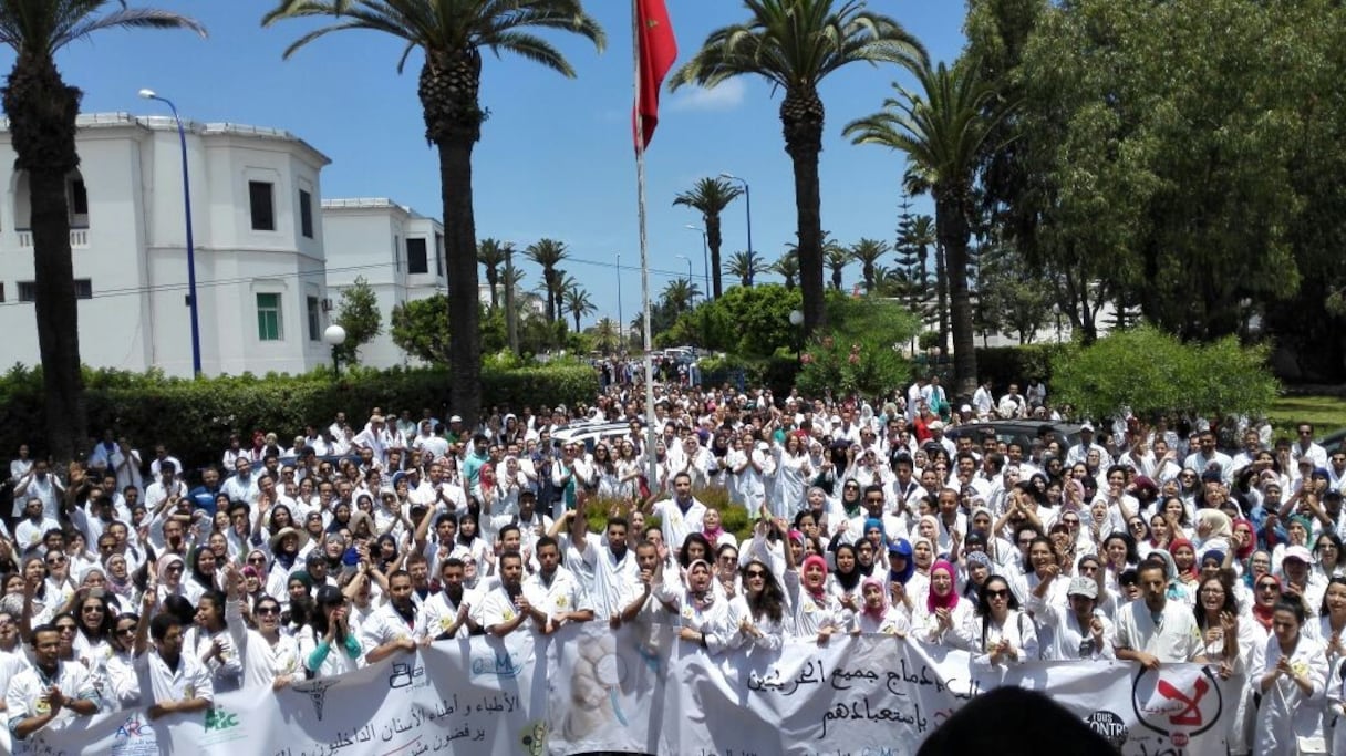 Un sit-in des étudiants en médecine en 2019.
