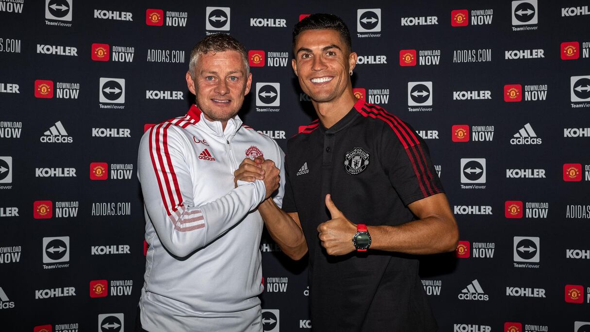 Ole Gunnar Solskjaer et Cristiano Ronaldo.
