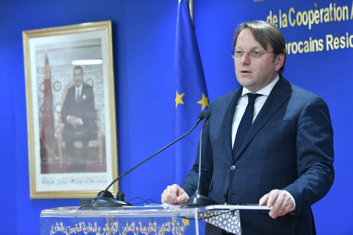 Le Commissaire européen chargé du voisinage et de l’élargissement, Olivier Varhelyi, le 2 mars 2023 au siège du ministère des Affaires étrangères à Rabat.