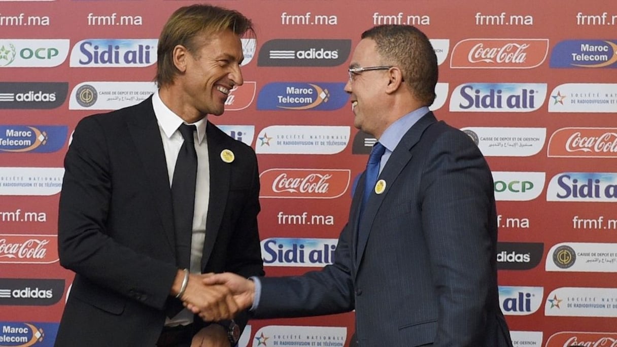 Le sélectionneur national, Hervé Renard et le président de la FRMF, Fouzi Lekjaa.
