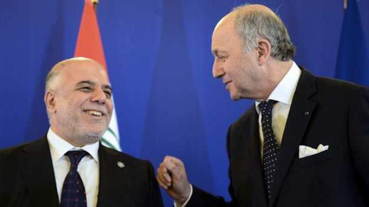 Le Premier ministre irakien Haider al-Abadi et Laurent Fabius, ministre français des Affaires étrangères, hier à Paris.
