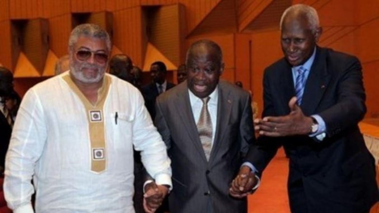 Jerry Rawlings (Ghana), Laurent Gbagbo (Côte d'Ivoire) et Abdou Diouf (Sénégal). 
