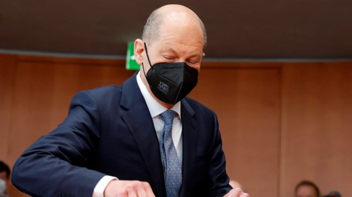 Le ministre allemand des Finances, Olaf Scholz, ici au Bundestag, à Berlin le 22 avril 2021. Allemagne comme France soutiennent la proposition des Etats-Unis d'instaurer un impôt minimum mondial sur les bénéfices des multinationales à 21%. 
