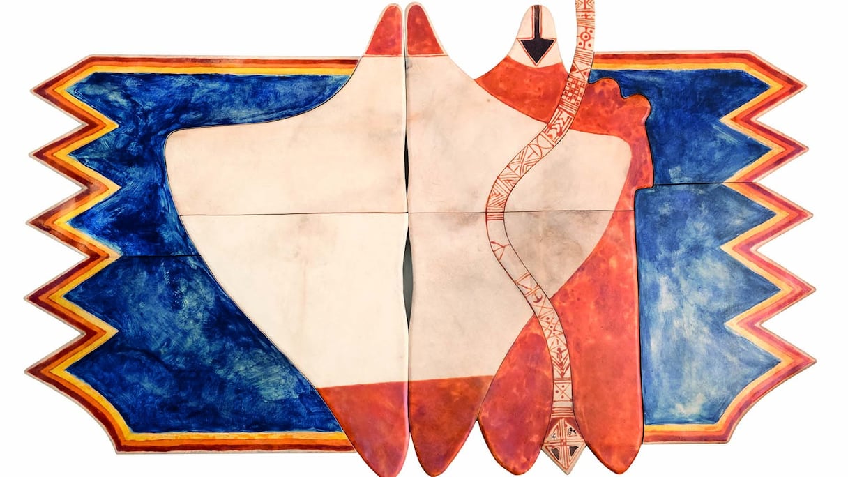 Procession. Les ailes du désir, teinture sur peau, 153 x 240 cm, 1985.
