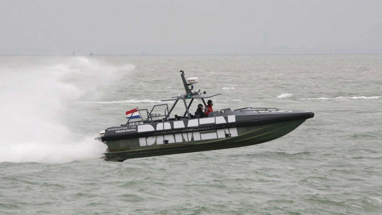 Un modèle du patrouilleur ultrapide commandé par la marine royale auprès du constructeur néerlandais Damen Shipyards.
