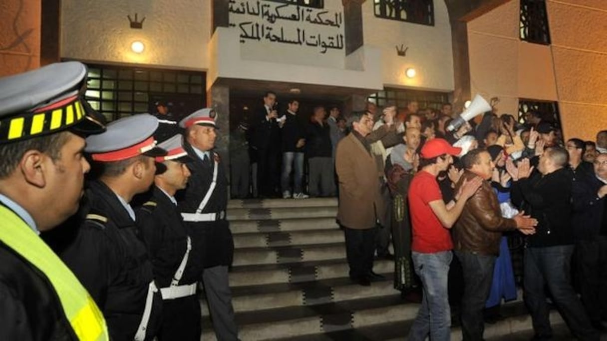 Cour militaire de Rabat, lors du procès des 24 individus reconnus coupables des événements de Gdim Izik, fin décembre 2010.
