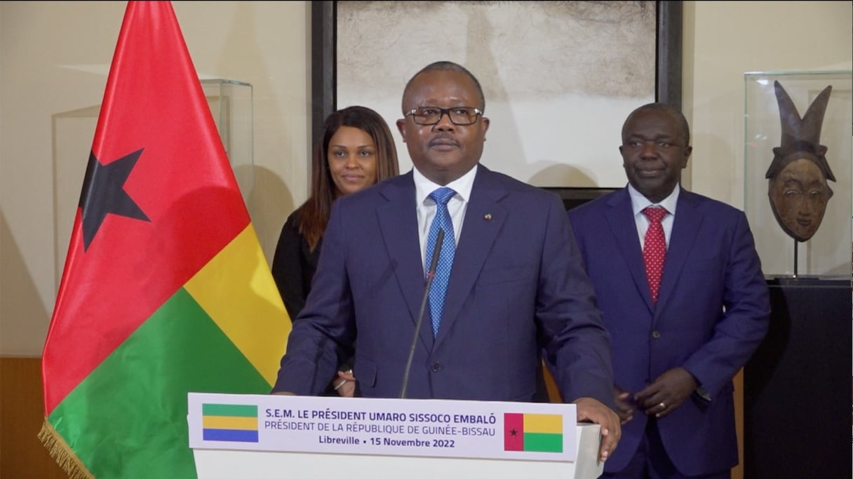 Le président bissau-guinéen, Umaru Cisoko Embalo, à Libreville ce 15 novembre 2022. 
