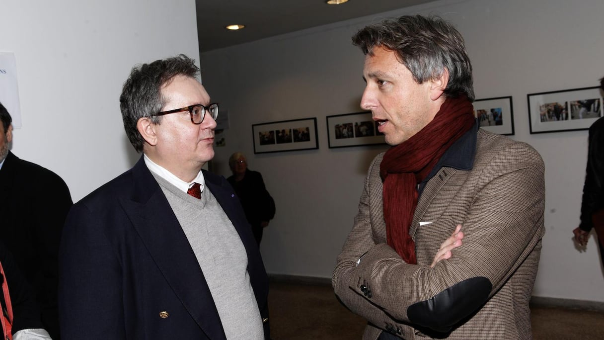 Gilles Favret, consul général de France à Casablanca avec Alban Corbier Labasse, directeur de l'Institut français de Casablanca.
