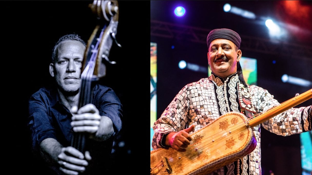  Avishai Cohen et le maâlem Hamid El Kasri. (Photomontage)
