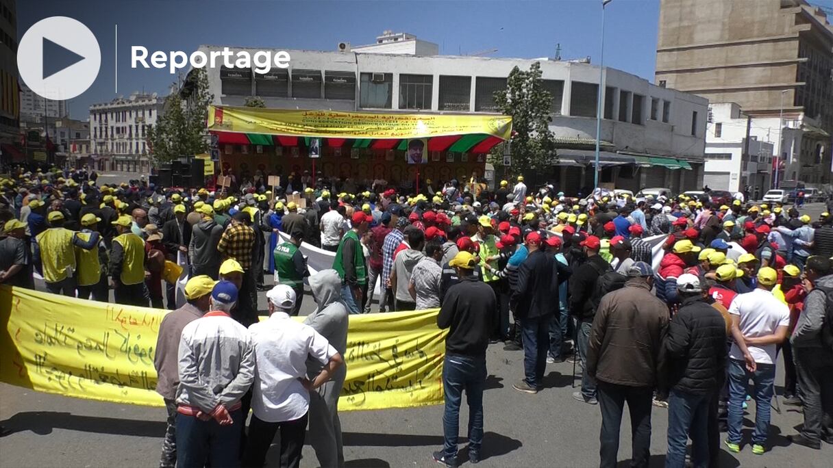 Les militants syndicaux de la Confédération démocratique du travail ont organisé, pour le 1er mai 2022, un rassemblement place Al-Nasr, à Casablanca.
