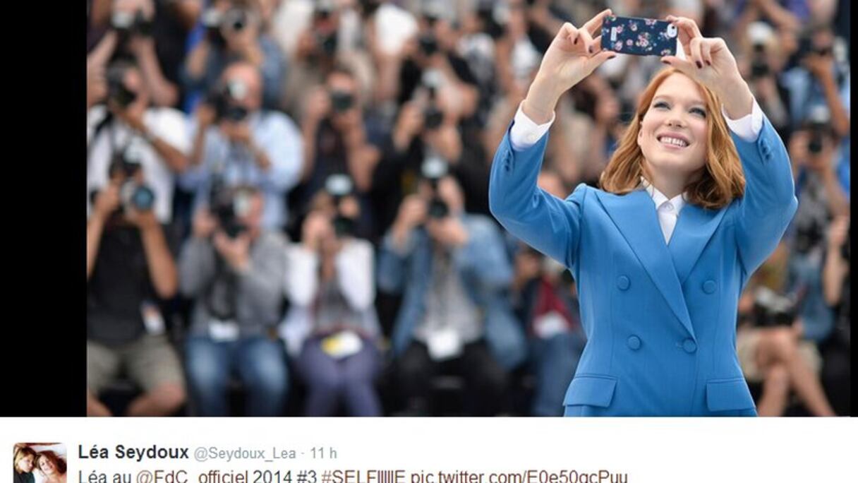 L'actrice Léa Seydoux, héroïne du film La vie d'Adèle, en mode selfie lors du dernier Festival de Cannes.
