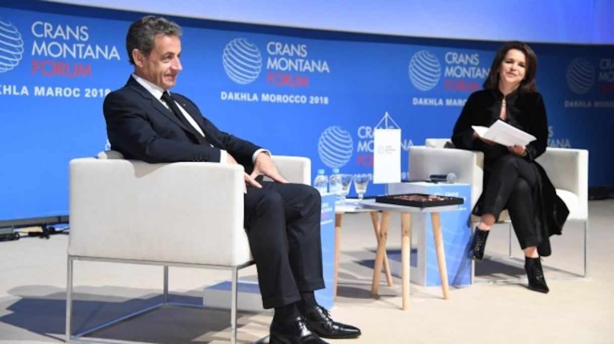 L'ancien président français, Nicolas Sarkozy au Forum Crans Montana, vendredi 16 mars 2018.
