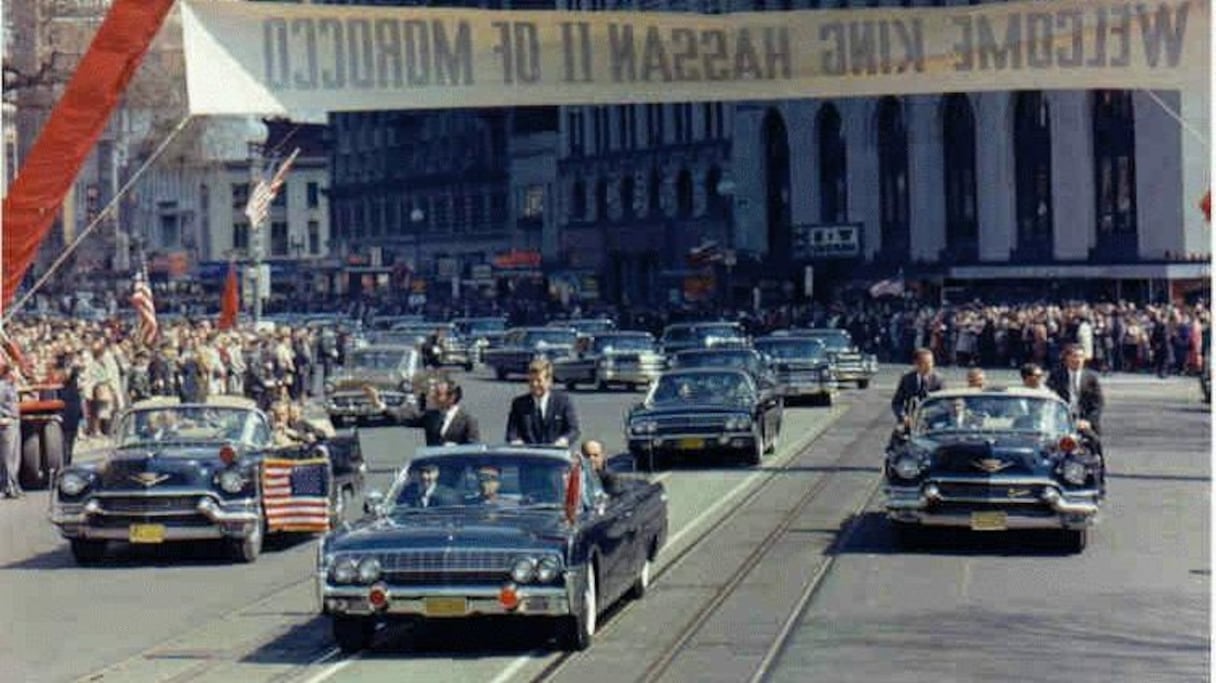 1963, accueil royal pour le roi Hassan II par le président américain John F. Kennedy
