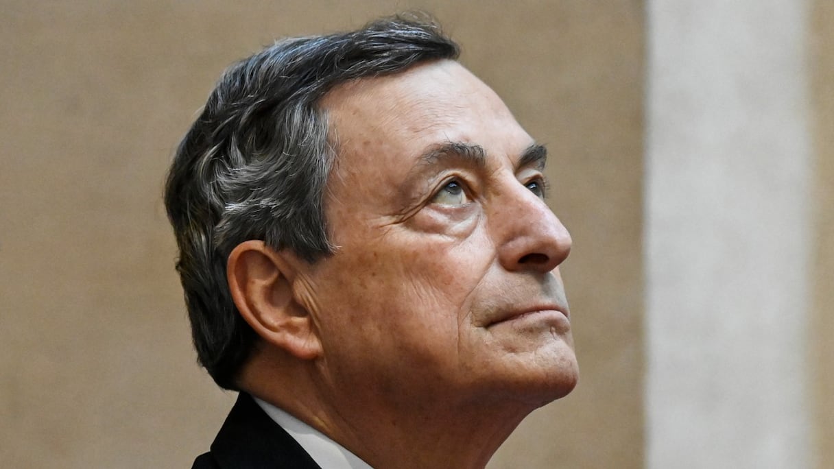 Alors Premier ministre du gouvernement italien, Mario Draghi s'apprête à accueillir le Premier ministre indien au palais Chigi, à Rome, le 29 octobre 2021.
