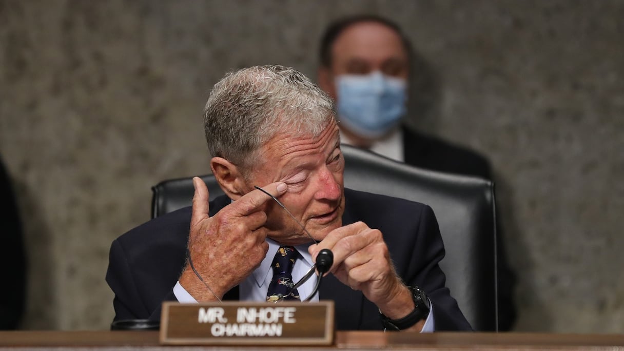 James Inhofe, sénateur républicain de l'Oklahoma, ici au Capitole, le 18 juin 2020, à Washington.
