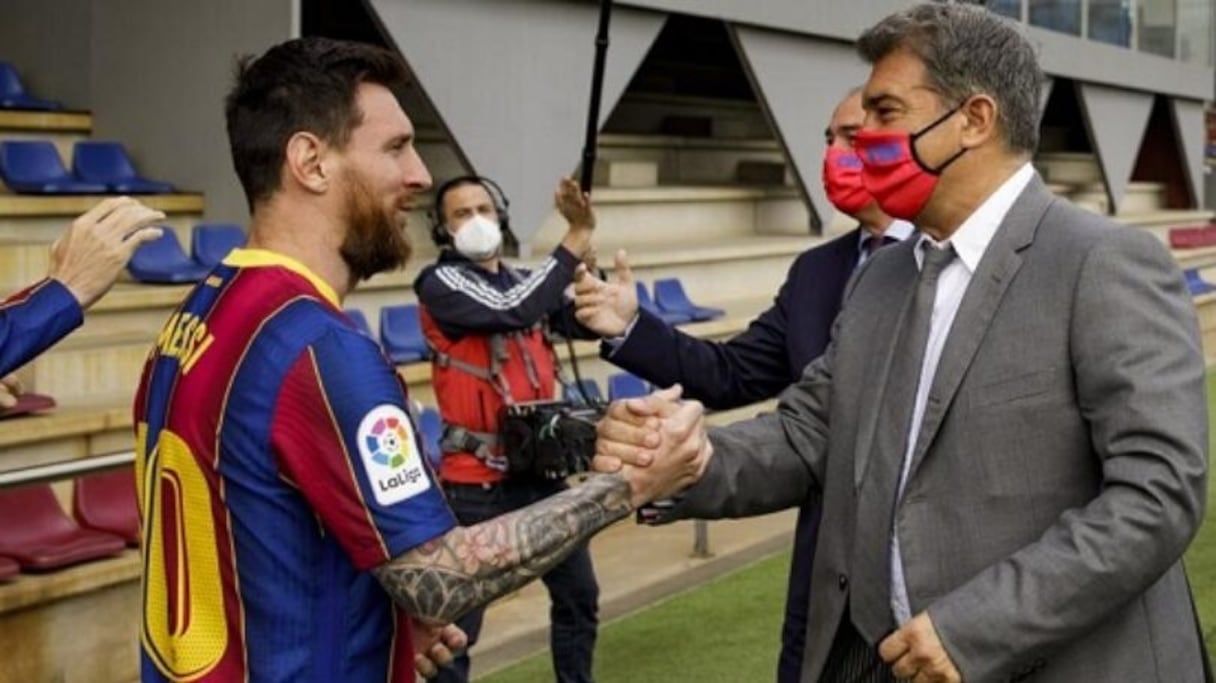 Joan Laporta et Lionel Messi.
