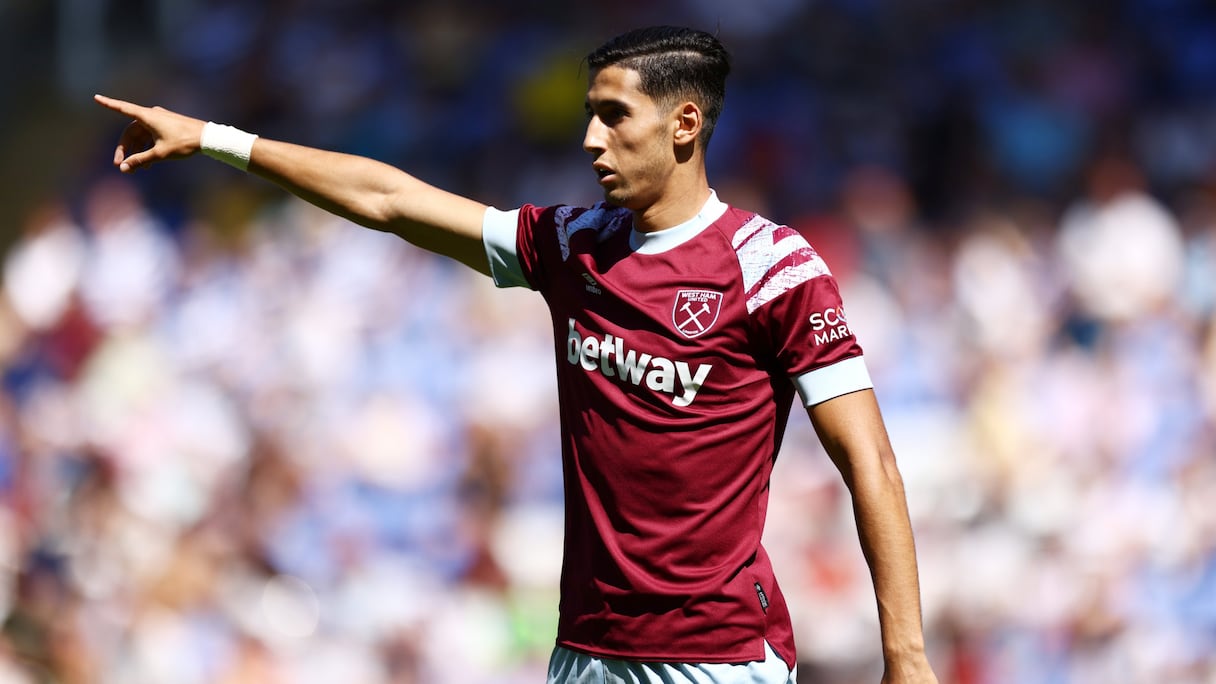 L'international marocain Nayef Aguerd lors de son premier match sous les couleurs de West Ham.
