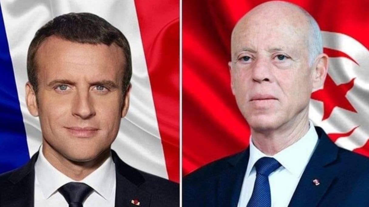 Les présidents Emmanuel Macron (France) et Kaïs Saïed (Tunisie).
