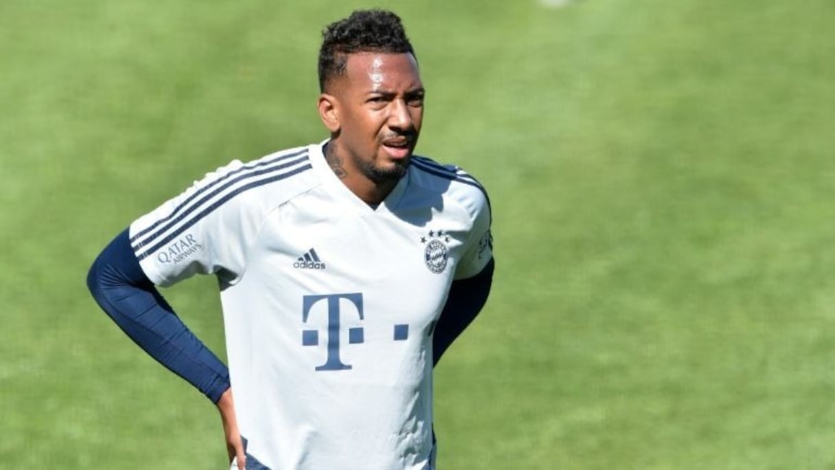 Le défenseur du Bayern Munich Jérôme Boateng à l\'entraînement le 22 avril 2020 à Munich.
