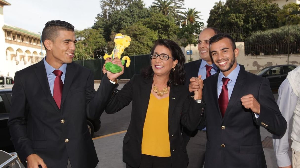 Mohamed Rabii, Nawal El Moutawakel et Achraf Kharroubi.
