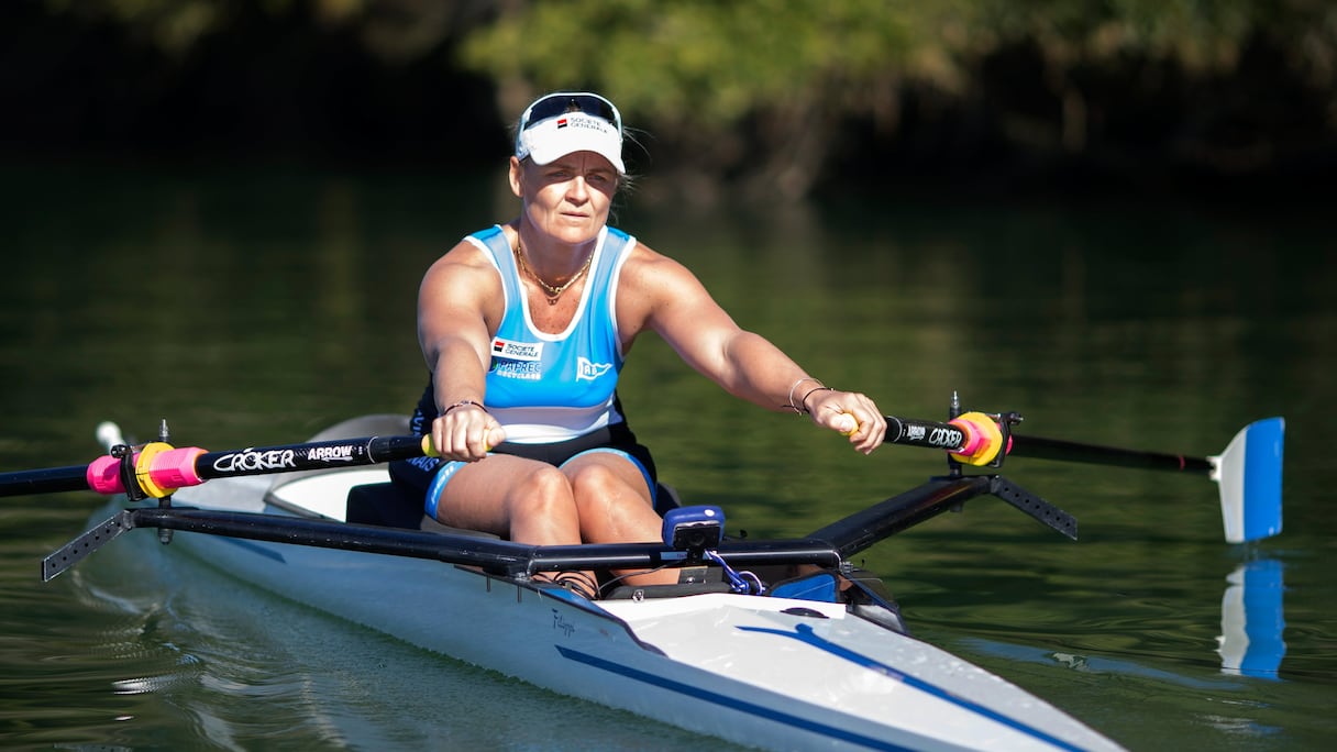 Perle Bouge, rameuse d'aviron et ambassadrice de Terre de jeux 2024.