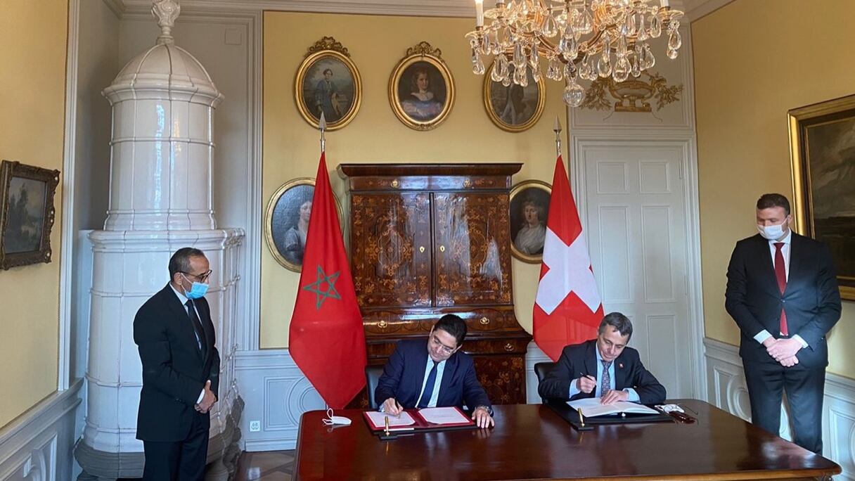 Nasser Bourita et son homologue suisse, Ignazio Cassis, ce vendredi 3 décembre, à Berne.
