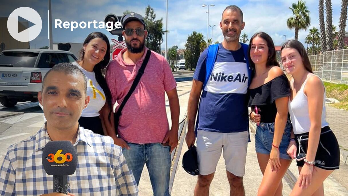 Le camionneur Mouad Hashti, interrogé par Le360, et son adjoint, Youssef Al-Sani, et les 3 jeunes Espagnoles qu'ils ont sauvées d'un incendie sur une autoroute d'Espagne.
