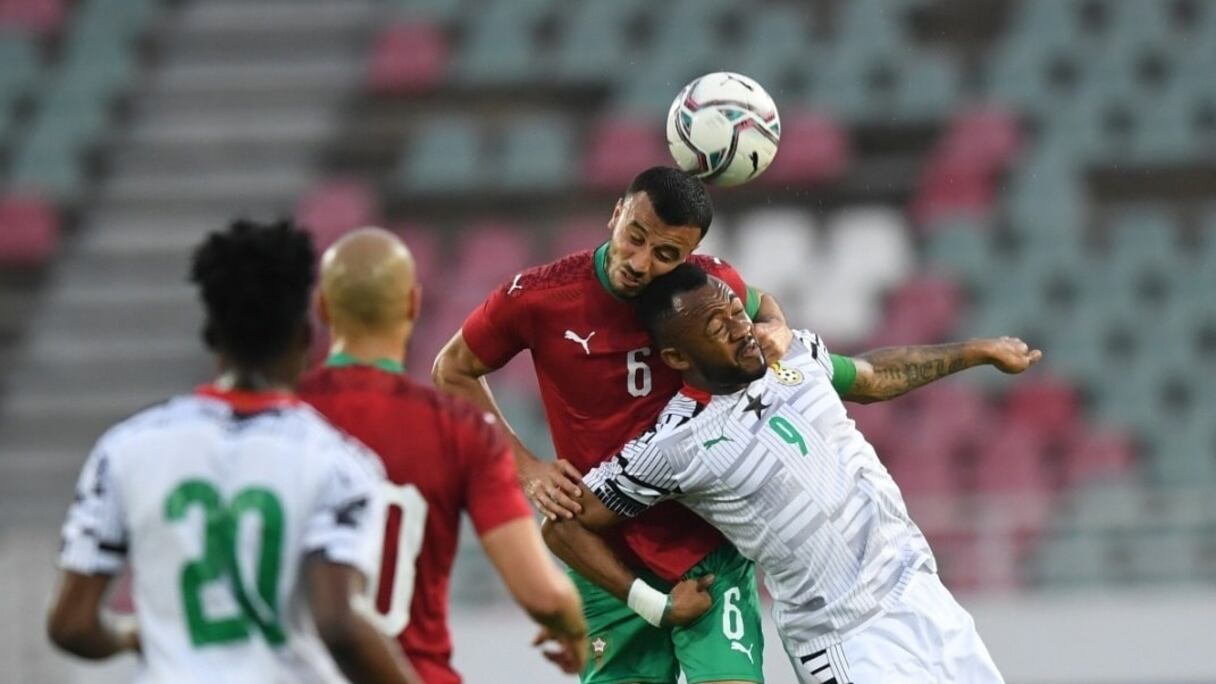 Séquence du match Maroc-Ghana (1-0), dipsusté le 8 juin 2021.
