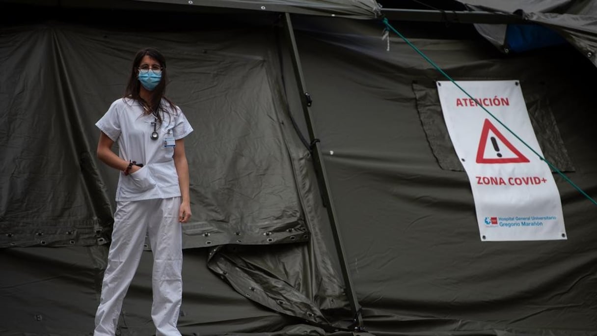 Une zone Covid-19 dans la région de Madrid, épicentre de l'épidémie en Espagne. 
