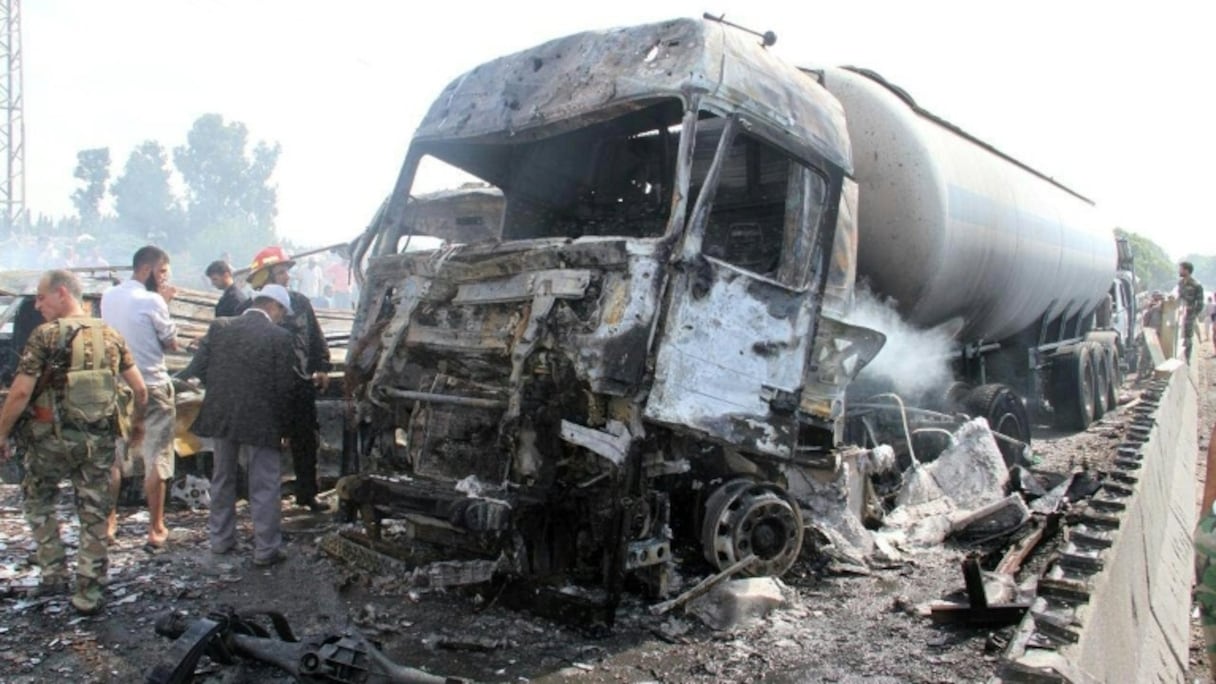 Dégâts provoqués par un attentat à Tartous, fief du régime, le 5 septembre 2016.
