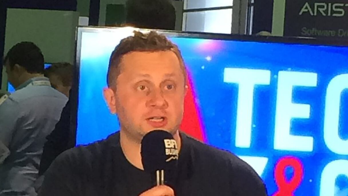 Octave Klaba, fondateur d'OVHcloud, lors de l'lOVH Summit 2018, le 18 octobre 2018, à Paris. 
